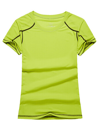 短袖速干t恤男情侣健身半袖上衣体恤女学生跑步运动t恤 女荧光绿 m