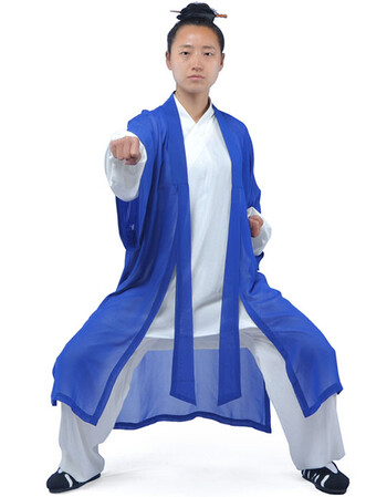 武当道士道袍高档披纱道教太极拳练功披纱太极拳表演服披纱男女款2018