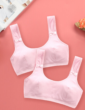 女童发育期文胸小学生棉内衣大童女孩小背心儿童胸罩9-12岁15夏 粉色