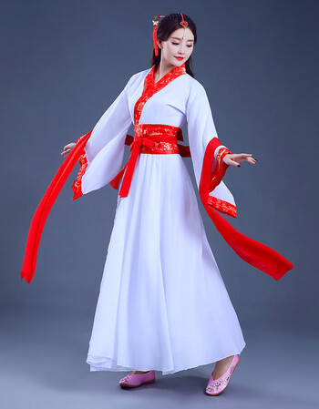 汉服女古装曲裾中国风公主仙女舞蹈服广袖戏曲出服襦裙 三件套(上:三