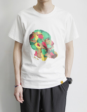 日系新款街头潮牌人脸图案印花t恤衫男青年文艺休闲棉短袖汗衫t男