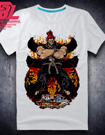 狼-2018新款夏季单机游戏铁拳7t恤纯棉男短袖宽松大码半截袖 天字豪鬼