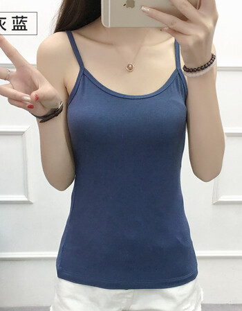 小吊带背心女生短款内搭修身显瘦学生掉带衣打底衫夏季内穿c1 灰蓝 m