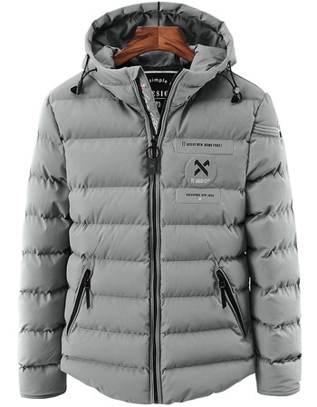 棉衣男韩版修身潮流帅气休闲冬装青年加厚棉袄子外套保暖棉服 豆灰色