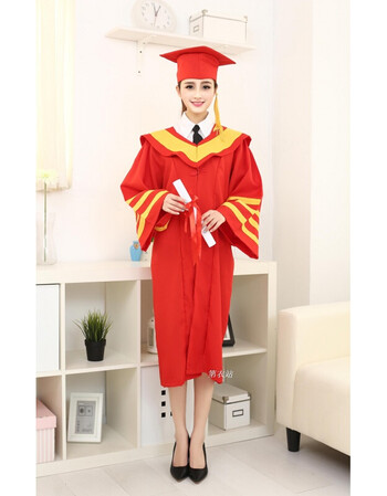 博士服博士服学士服硕士导师校长服大学博士生毕业礼服 校长服红色 s