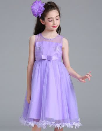 2018夏季新品新品欧美女童公主裙礼服儿童婚纱花童礼服童裙 紫色 140