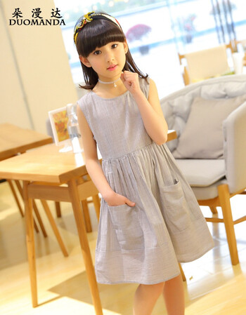 朵漫达2018夏季新款童装女童背心裙儿童公主裙家居小女孩无袖连衣裙