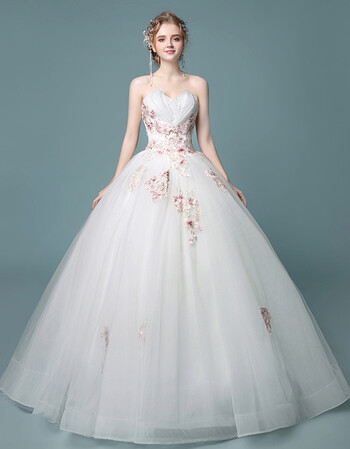 韩版新款抹胸夏季宫廷轻公主梦幻花朵森系烫钻新娘婚纱结婚婚纱礼服