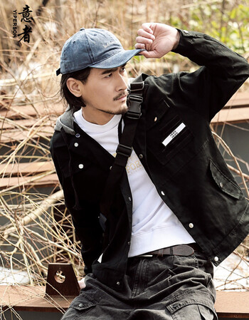 男装 夹克 意者(yiperson) 意者2018新品日系工装男脱卸连帽夹克宽松