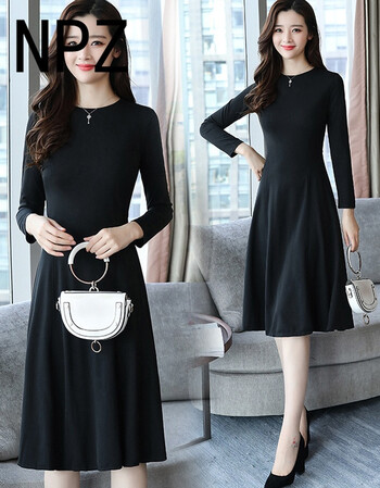 npz 长袖连衣裙2018春秋新款潮韩版女装名媛气质修身收腰显瘦长款长裙