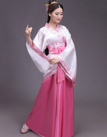 新品汉服演出服古典万圣节织女服装齐腰女童大人中式戏曲服装新款舞蹈