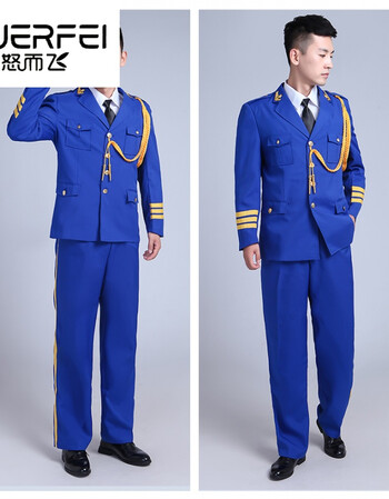 军装制服套装合唱团军队乐队演出服礼服班升旗手服装男女 男款蓝色
