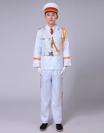 军装舞唱演出服女礼服礼服独唱服管乐队文艺兵合唱团表演服新品 白色