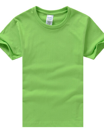 新款圆领棉质短袖t恤订做文化衫班服广告衫工作服 印制logo 明绿色 l