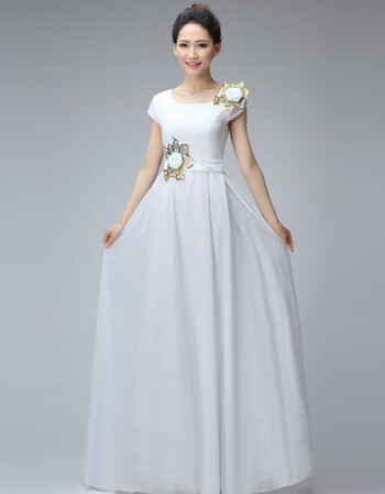 大合唱演出服装女长裙古筝演奏表演服高中学生合唱团指挥礼服 白色 xl