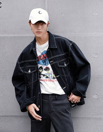 西西里男装 韩国ulzzang复古宽松牛仔外套男韩版潮牌夹克男牛仔衣