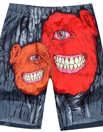 男装小脚度假泳衣中裤速干宽松温泉男士海边沙滩裤宽松短裤 双面怪 s