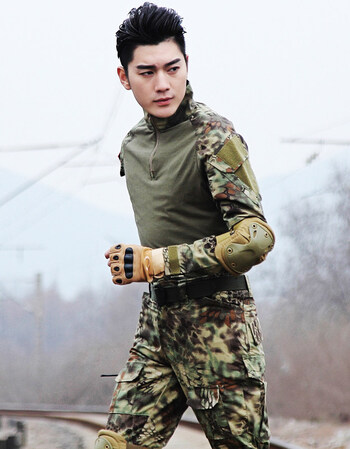 夏季迷彩服套装男军装短袖作训服军迷蛙服t恤训练服cs战术服 路沙套装