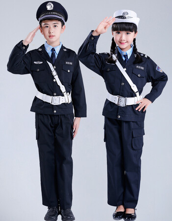 阿坡饵儿童警察服小交警服幼儿园军训服装小警长童装男女舞台摄影表演