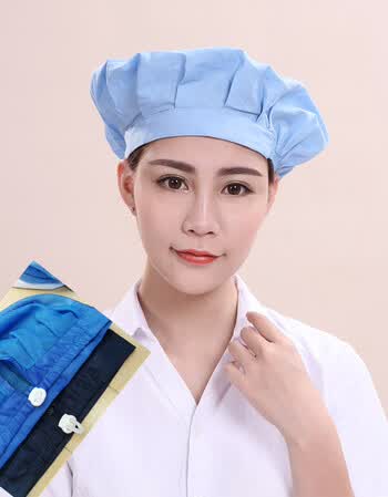 工作帽子车间帽防尘透气食品工厂卫生帽厨房厨师餐饮食堂白色工帽