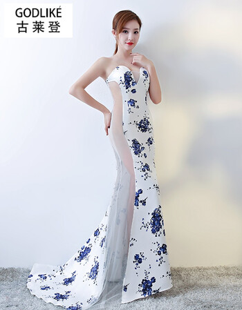 古莱登性感夜店礼服女新款宴会夜场女装车模服装透视装透明裙晚礼服长