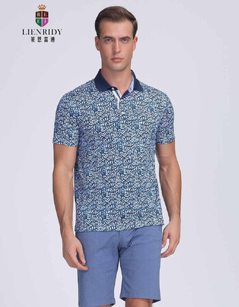 莱恩雷迪lienridy 桑蚕丝棉舒适短袖针织t恤 蓝色 46