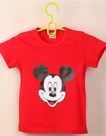 儿童短袖t恤卡通女童宝宝半袖t恤男童棉上衣儿童红色t恤 短袖 大红色