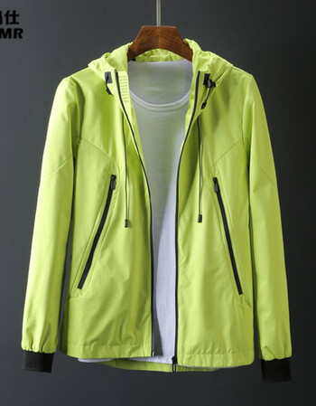 春装新款男士休闲外套短款连帽夹克男士青年韩版潮户外衣服男 浅绿色