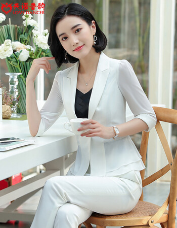 夏季新款职业装女装套装韩版修身中袖小西装白领ol文员面试正装西服