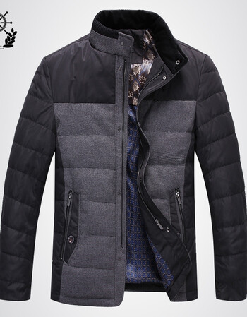 太平洋船王短款加厚男士羽绒服 立领拼接修身羽绒服冬装 船王男装