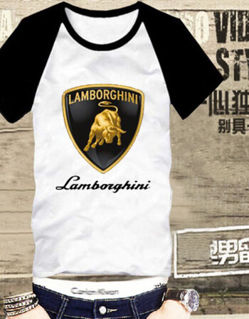 世界名车标志潮款短袖t恤圆领4s店工作服男女款汽车logo衣服 兰博基尼