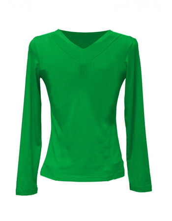 广场舞服装长袖上衣春秋v领拉丁舞蹈练功服女ml 纯绿色单v长袖 l
