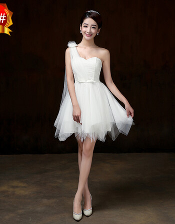 伴娘服短款伴娘礼服纯白色小礼服姐妹裙毕业晚礼服伴娘lwh 白色(单肩)