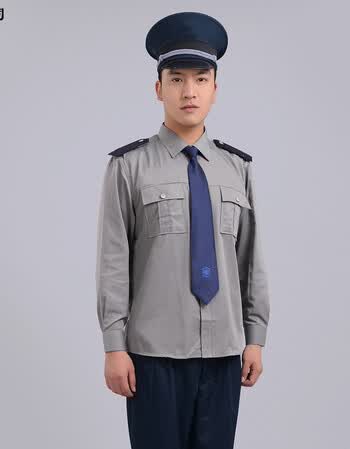 协警制服警察服装新款全棉保安衬衫长袖浅灰保安制服春秋装物业小区