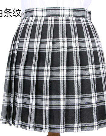 日系条纹格子百褶裙 日本学院风jk制服裙大码短裙校服百搭 黑白格