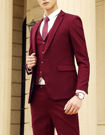 西服套装男士休闲三件套修身韩版商务正装职业小西装结婚新郎礼服