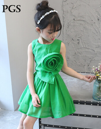 洋气夏装裙子2018新款夏季韩版女孩连衣裙儿童装公主裙蓬蓬纱 绿色