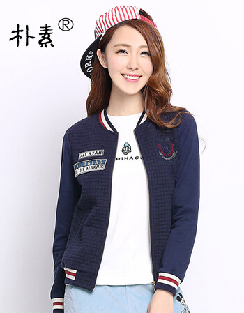 朴素15309新品女装少女外套韩版初高中学生长袖学生秋装外套女 藏青 M