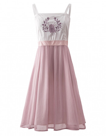 女部落吊带连衣裙夏古风仙女裙chic裙子2018温柔风学生lj 淡紫粉裙子