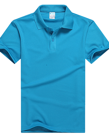 工作服定制t恤夏季速干网眼衣服翻领圆领运动会广告衫印logo 孔蓝色