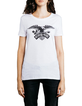 harley-davidson哈雷戴维森女士夏创绿骑行圆领白色短袖t恤96396 白色