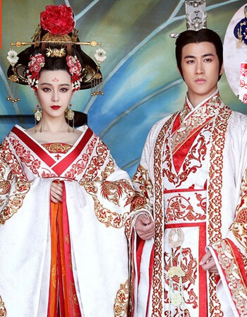 武媚娘传奇武则天同款古装唐朝唐风皇帝皇后喜服情侣写真服 女款头饰
