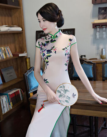 2018夏新款旗袍2018新款少女复古中国风优雅中式走秀演出服连衣裙中长