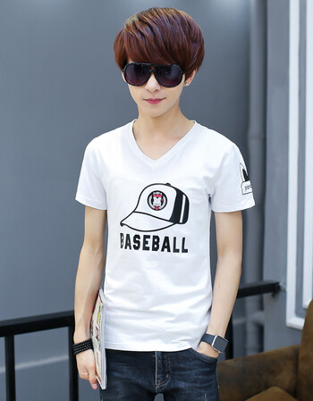 男生夏季短袖t恤韩版潮流百搭高中学生青少年个性帅气半袖打底衫 帽子