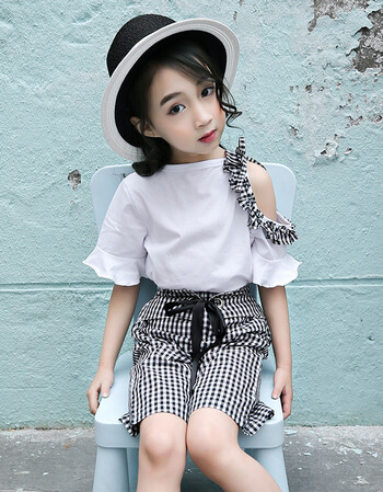 女童夏装20184时髦5套装6小孩7小女孩8女装9夏季十岁衣服 白色 110cm