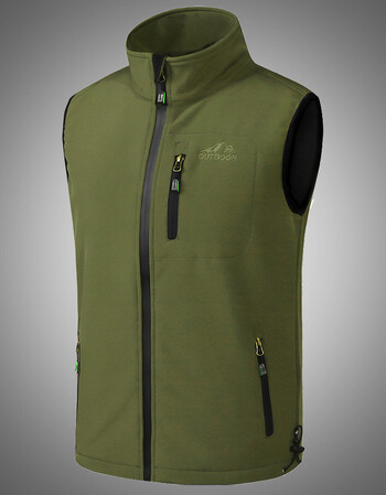 春秋时尚青年马甲 男士立领运动休闲马夹坎肩背心外套男 7887军绿 xl