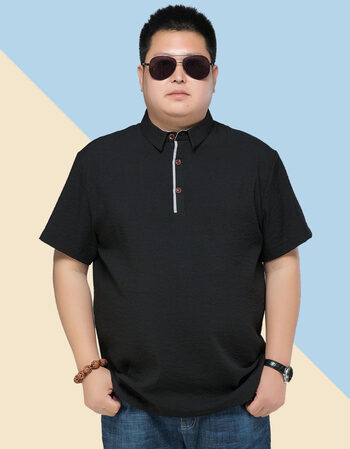 【胖子男装】中年男士大码胖人短袖翻领t恤男宽松肥佬体恤衫加大加肥