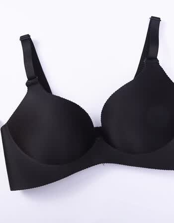一片式光面无钢圈文胸小胸拢调整型收副乳内衣薄款舒适胸罩少女 黑色