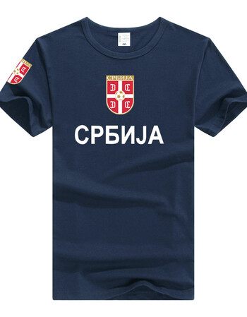 世界杯短袖t恤塞尔维亚足球队球衣男女球队服 队徽藏青 男l