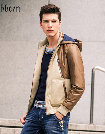 卡宾cabbeen 秋冬新款 时尚男士连帽修身休闲棉衣外套潮b/3144135006